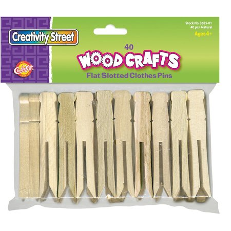 Creativity Street Wood Flat-Slotted Clothespins Natural PAC368501